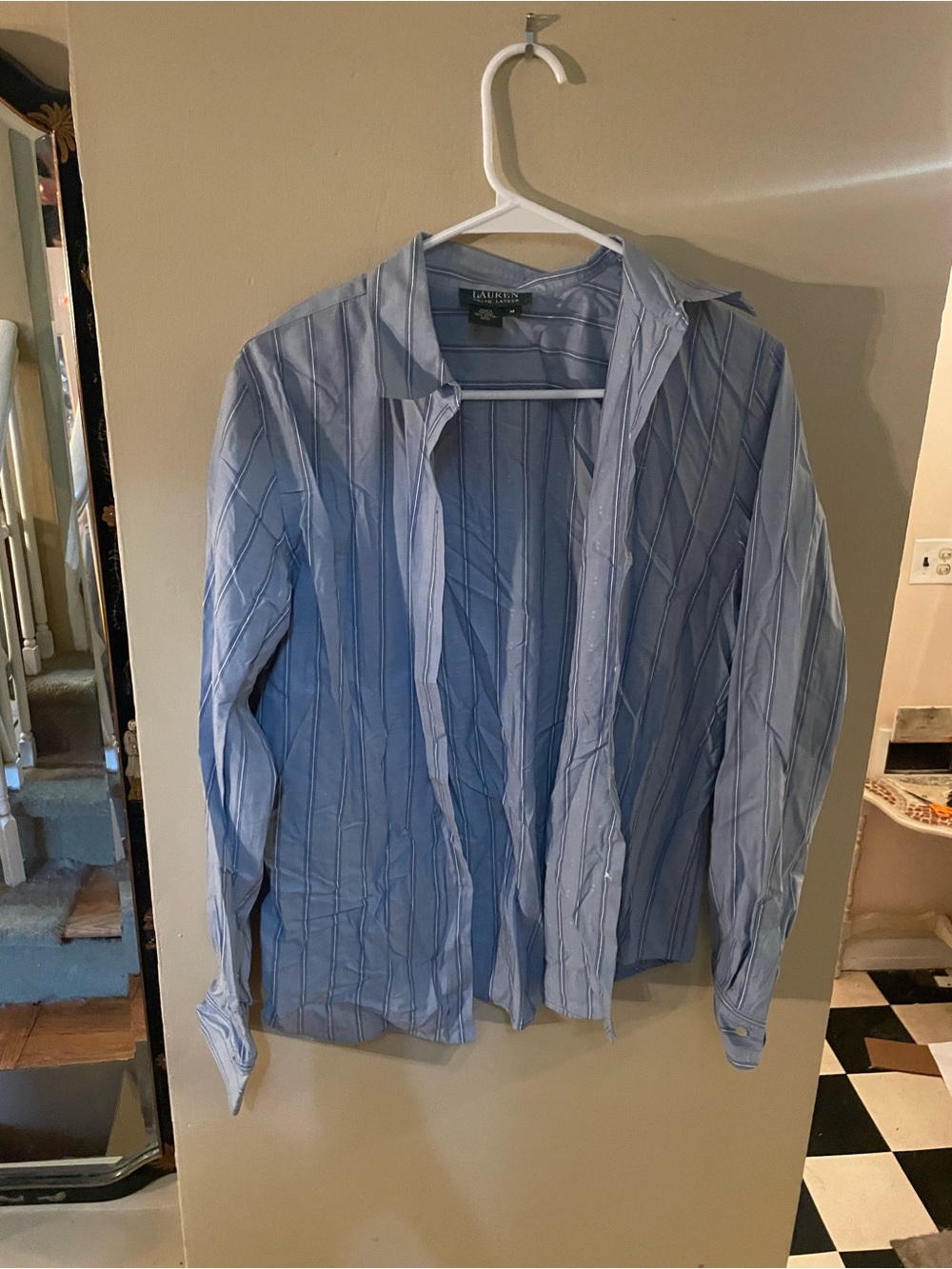 Vintage 90s Ralph Lauren Light Blue Striped button down Shirt